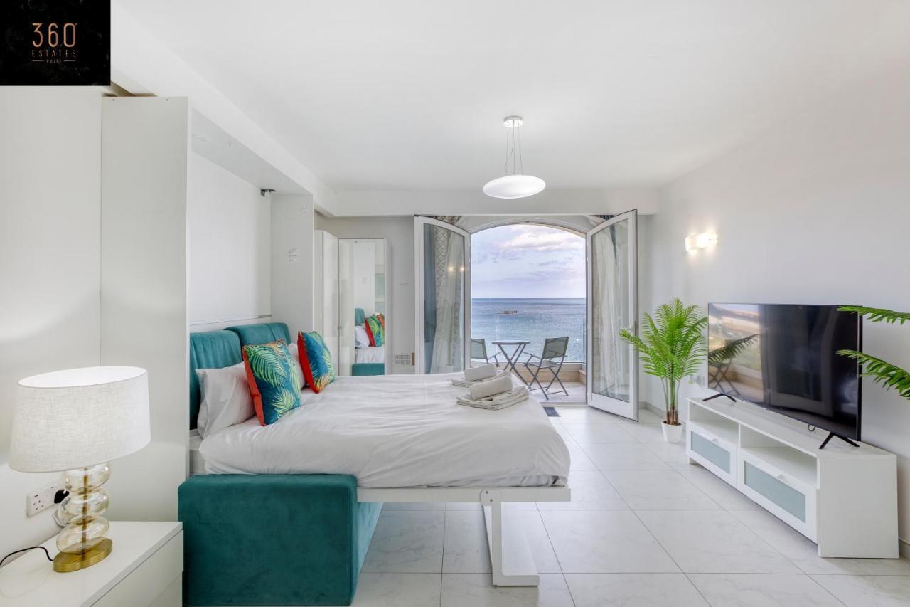 Seafront, Studio Home With Private Seaview Terrace By 360 Estates San Pawl il-Baħar Kültér fotó
